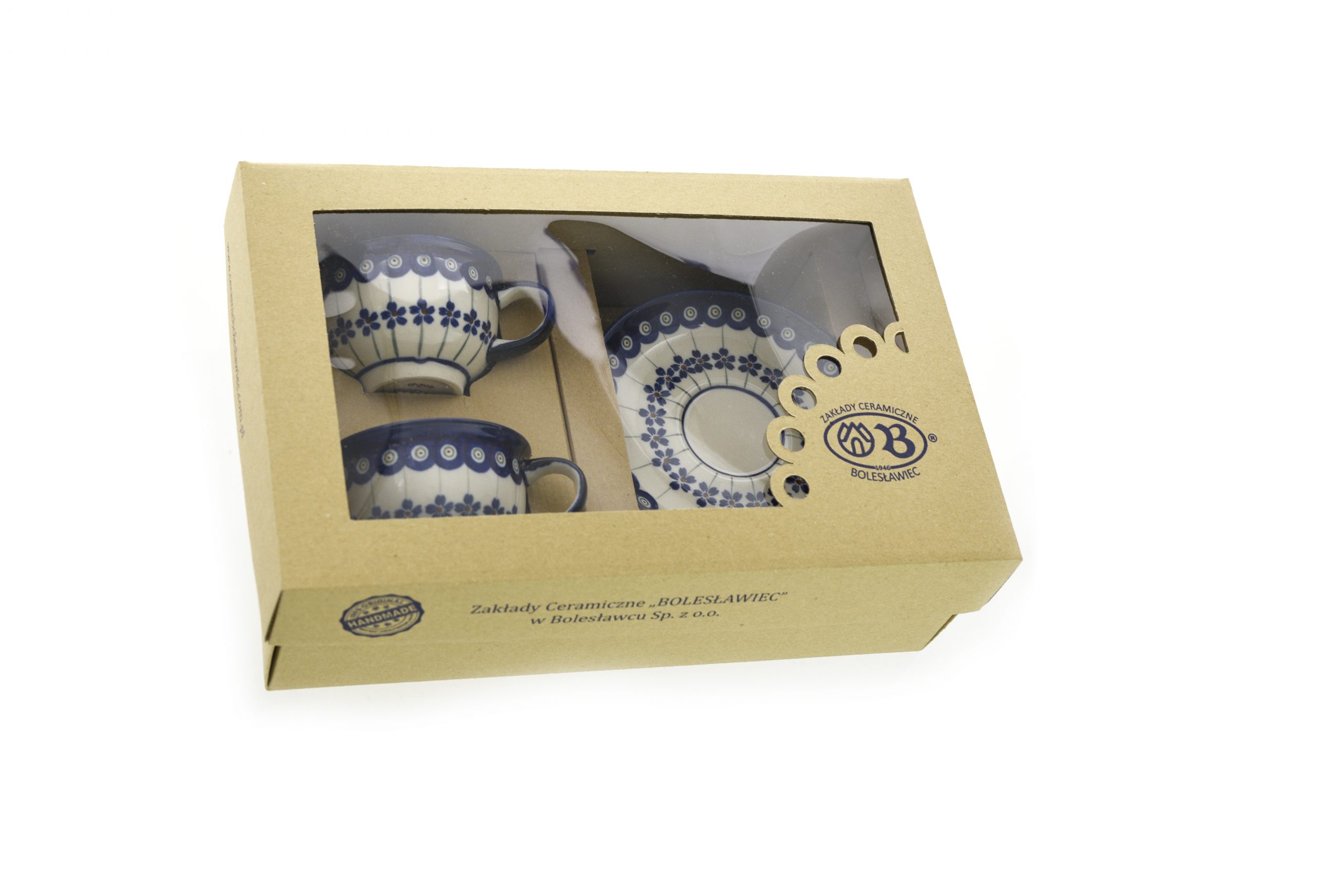 Decorative packaging for 2 cups with saucers